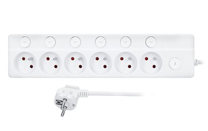 Solight 6z prodlužovací přívod, 2m, 3 x 1mm2, bílý, 6+1 vypínač PP160